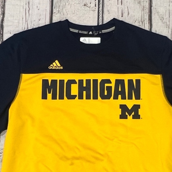 Michigan Wolverines NCAA Collegiate Adidas Climalite Athletic Long Sleeve Shirt - Picture 2 of 4
